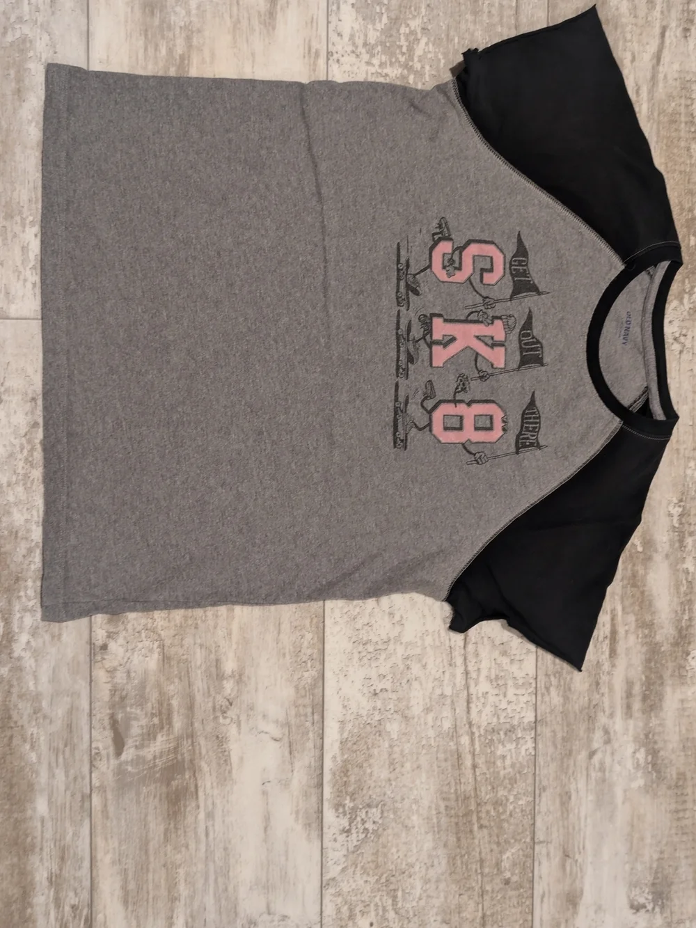 Old Navy Kids SK8 Raglan Tee - Gray, Black & Pink